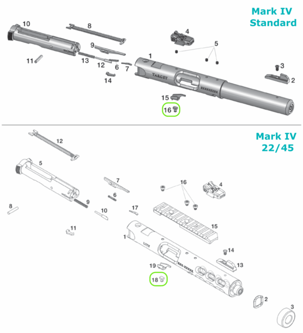 Factory Ruger Mark IV Series Pistol Ejector Rivet Mark 4 Standard & 22/45