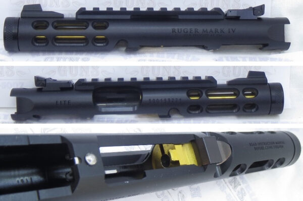 Ruger Mark IV 4 LITE NEW Take Off Upper Black Anodized Gold Liner with Rail and Sights 1/2x28 Threads 43927
