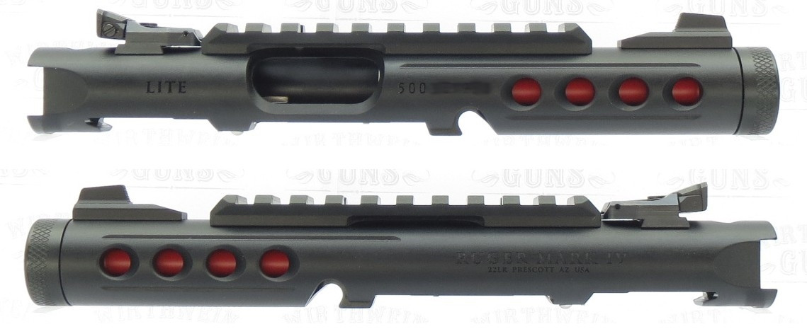 Ruger Mark IV 4  LITE 43942 Take Off Upper "USMC" BLACK with RED Liner with Rail and Sights 1/2x28 Threads