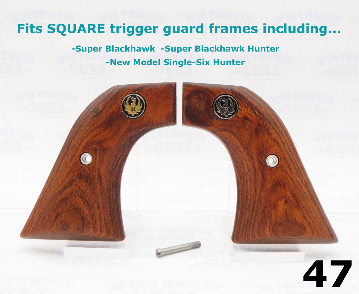RUGER Smooth Rosewood Grips for SQUARE Trigger Guard Super Blackhawk