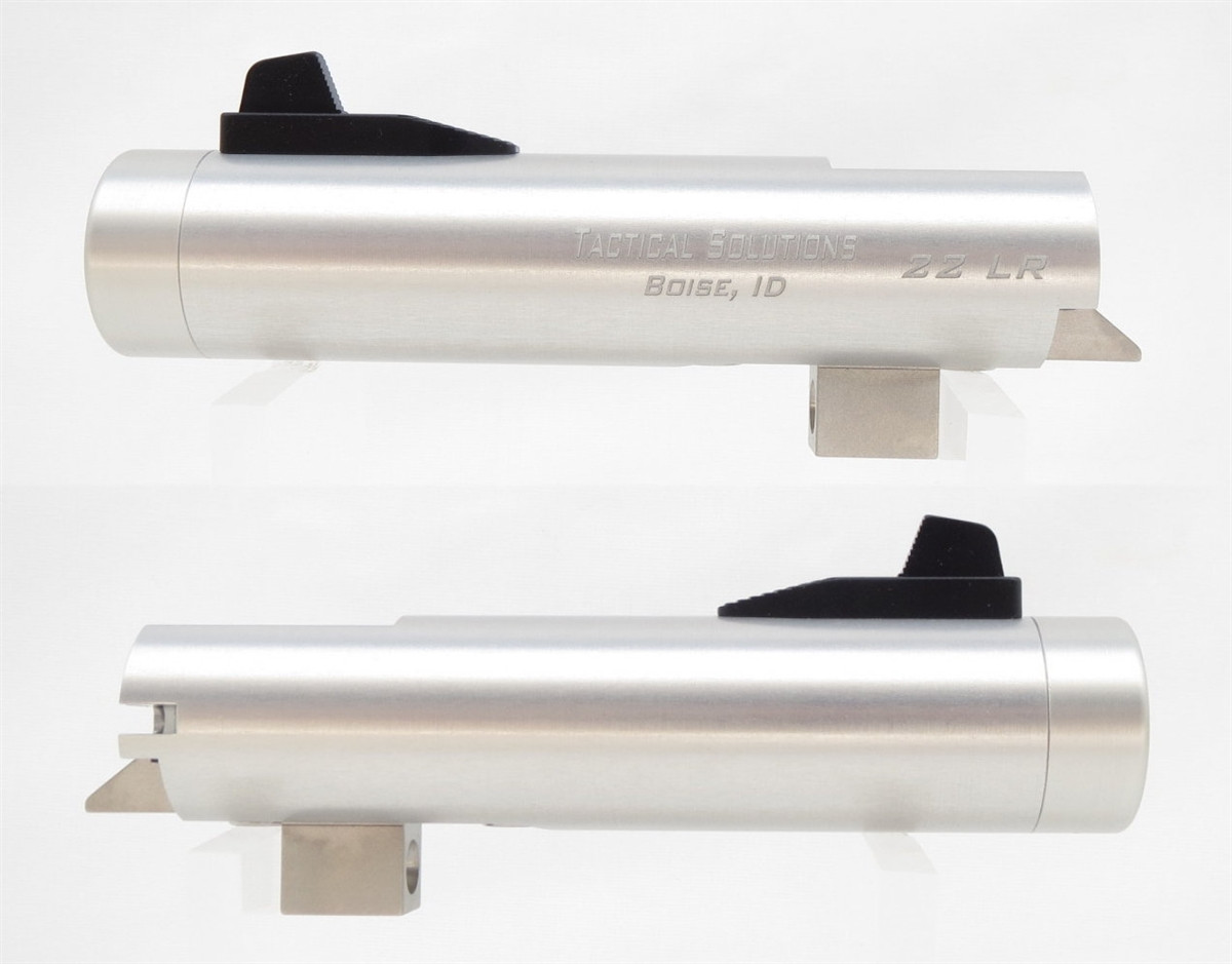 Tactical Solutions 4" Trail-Lite Non-Fluted Silver Threaded 1/2" x 28
