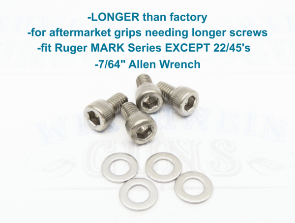 Stainless Grip Screws for Ruger Mark 1 2 3 4 IV Pistols Standard Frame