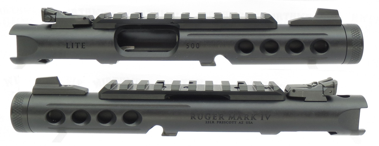 Ruger Mark IV 4  LITE NEW Take Off Upper *NON Threaded* Porthole cut Black Anodized with Black Barrel Liner includes Rail and Sights from the Model 43957 WA State Compliant LITE
