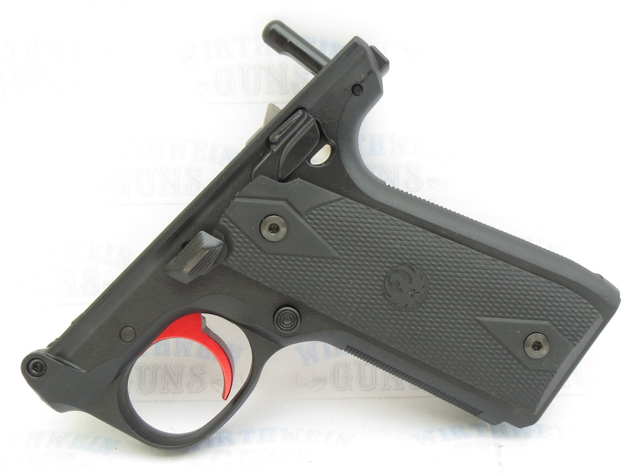 Ruger NEW Take Off Mark IV 4 22/45 Grip Frame Lower *RED* Anodized Trigger from Model 43957 Ruger Logo Rubber Grips made by Hogue