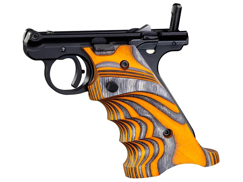 Volquartsen Laminated Wood Pistol Right Hand Grips Ruger Mark 4 IV Orange-Gray- VCTRG-4-O-R